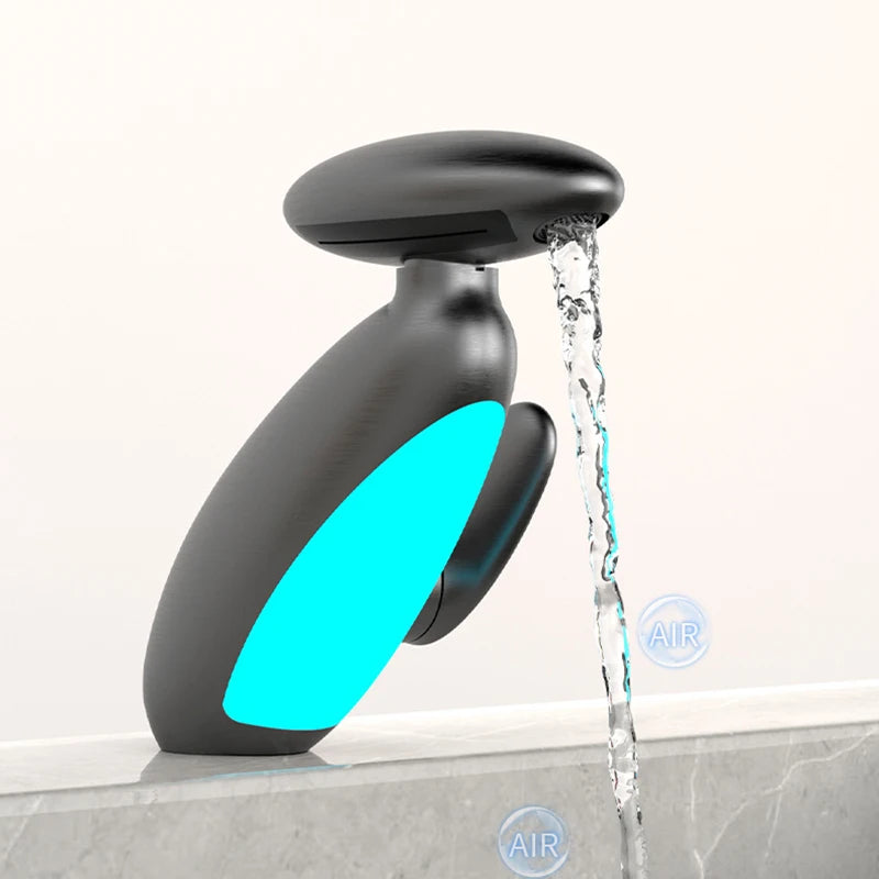 Big LED Basin Faucet 4 Ways Water Outlet Cold and Hot Heavy Tap Water Flow Generates Electricity