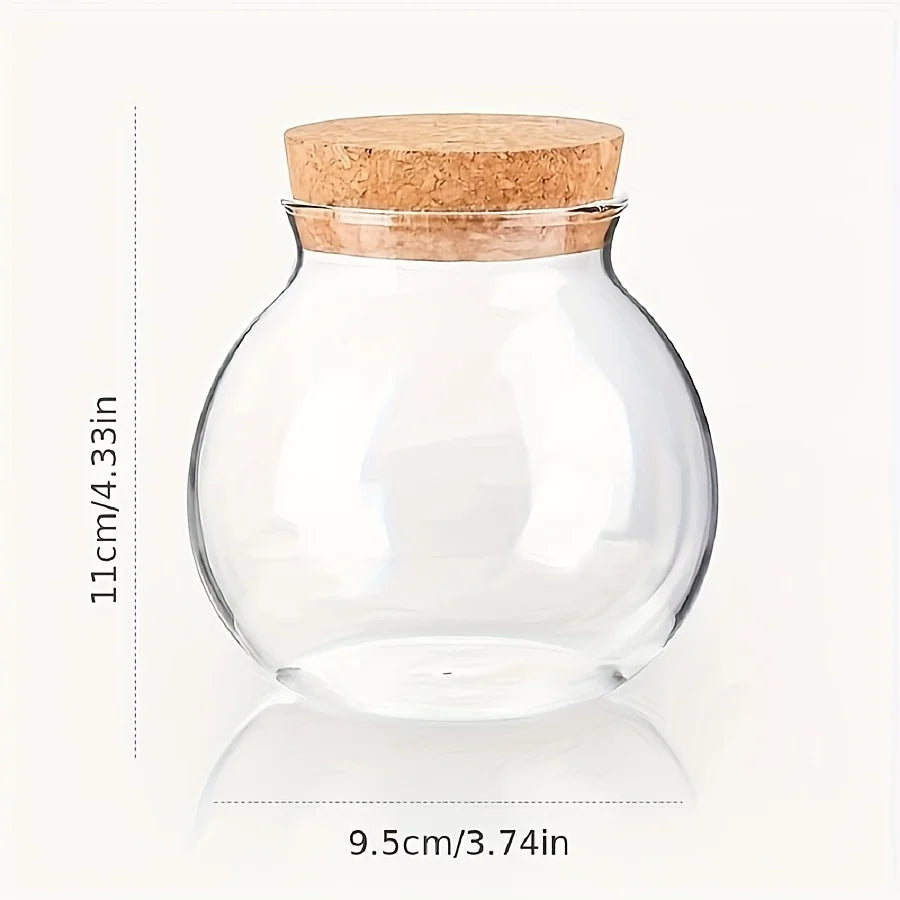 500ML Clear Glass Storage Canister,Round Decorative Small Container Jar for Coffee,Spice,Candy,Salt,Cookie,Condiment,Sugar
