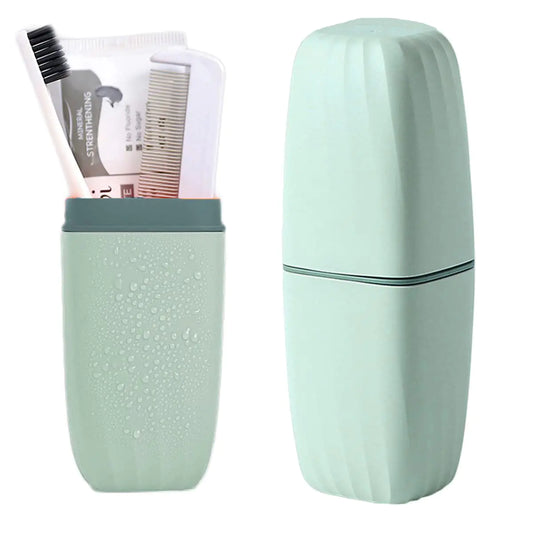 Travel Toothbrush Cup CaseToothbrush Holder with Cover Travel Toothbrush Containers Portable Toothpaste Storage Toothbrush Case and Carrier for Camping School Business Trip Bathroom (Light blue)