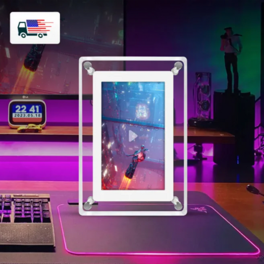 Acrylic Digital Photo Frame with Video Playback & 1GB Storage – Battery & USB-C Compatible